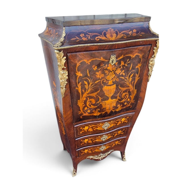 19th Century French Napoleon the 3rd Rosewood Marketry Secretary Masterpiece. For Sale - Image 14 of 16