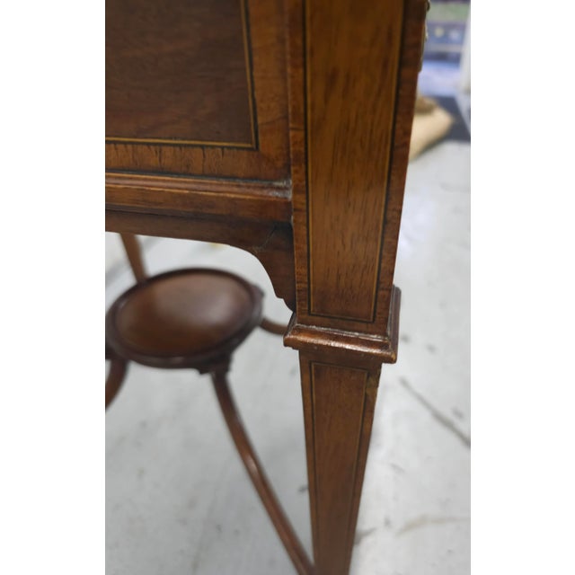 Brown 19th C. Edwardian Mahogany Inlaid Marquetry Handkerchief Fold-Top Games Table For Sale - Image 8 of 11