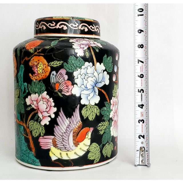 AK Dutch Delftware Ginger Jar Birds & Butterflies For Sale - Image 4 of 12
