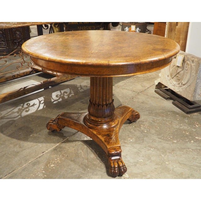 Charles X French Burl Maple Center Table With Paw Feet, Circa 1830 For Sale - Image 17 of 18