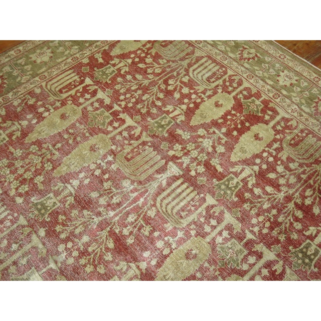 Antique Zabihi Collection Tree Motif Persian Worn Rug - 7'3" x 9'11" For Sale In New York - Image 6 of 6