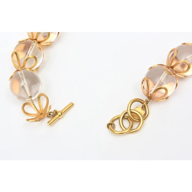 Anne Klein Vintage 1980's Anne Klein Lucite and Ball Gold Filled Loop Necklace For Sale - Image 4 of 7