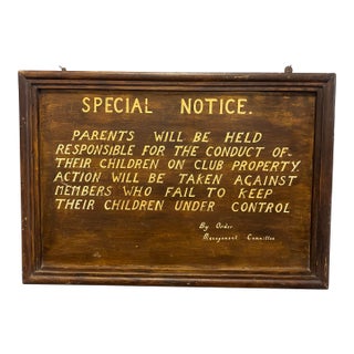 Vintage English Hand Painted Special Notice Board For Sale