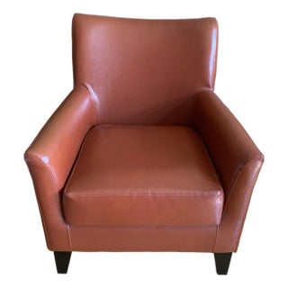 Crate and Barrel Leather Club Chair For Sale