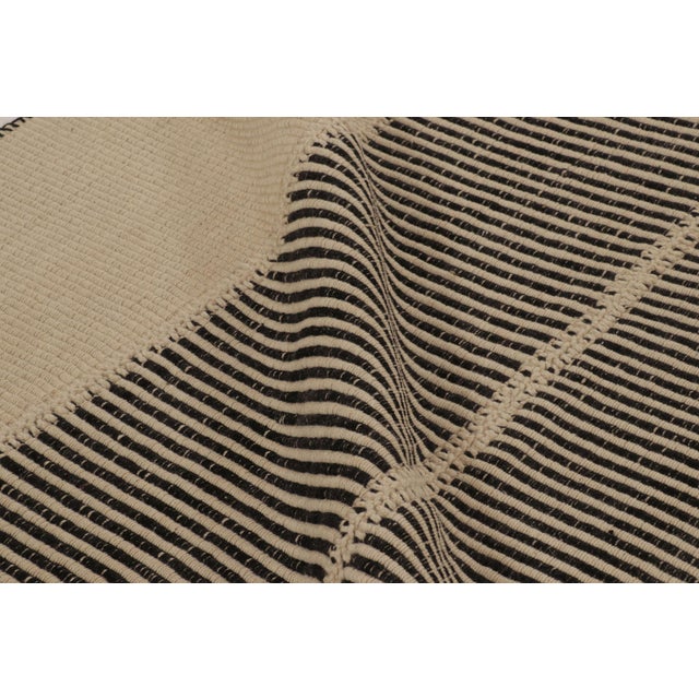 Rug & Kilim’s Contemporary Kilim in Beige & Black Textural Stripes For Sale - Image 9 of 10