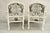 Vintage French Country Louis XV Style White Distress Painted Arm Chairs - A Pair For Sale - Image 10 of 12