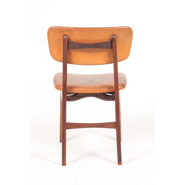 Mid-Century Side Chair in Rosewood and Patinated Leather by Gustav Bertelsen For Sale - Image 4 of 9