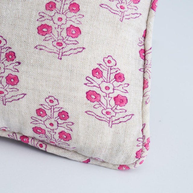 This pillow features Aditi Block Print with a self welt finish. Petite bunches of stylized flowers are meticulously block...