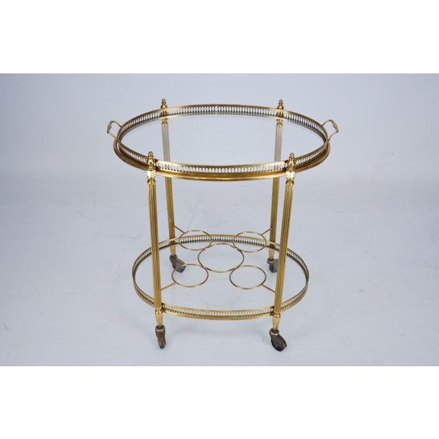 Small Mid-Century Modern Italian Brass Bar Cart with Removable Tray, 1950s For Sale - Image 16 of 16