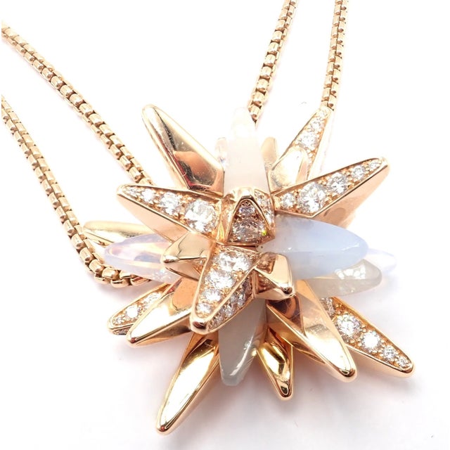 Cartier Cartier Rose Gold Limited Edition Diamond Mop Meterore Fractal Pendant Necklace For Sale - Image 4 of 13