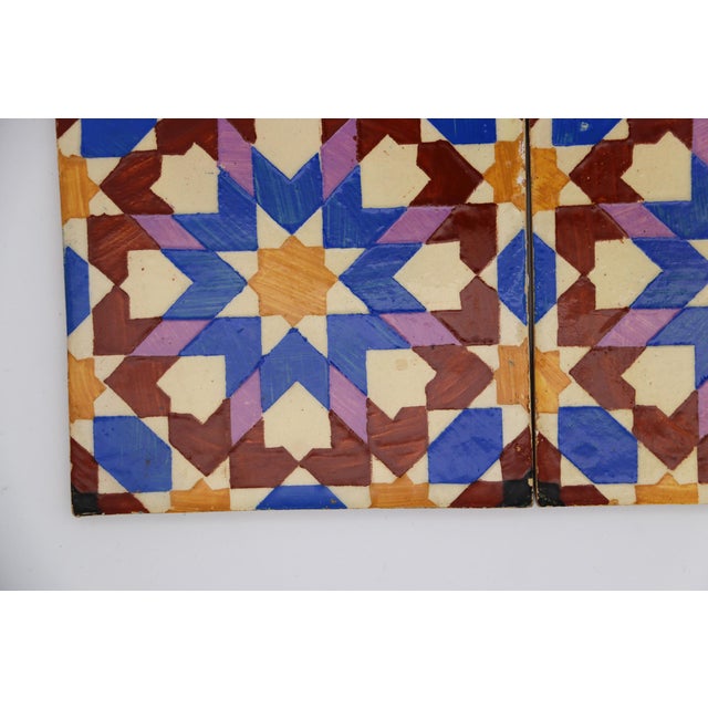 19th Century 19th Century Set of Four Geometric Mediterranean Large Tiles, Portuguese For Sale - Image 5 of 13