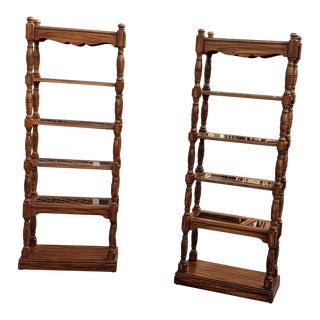 1970s Vintage Rattan and Glass Insert Bookshelves - a Pair For Sale