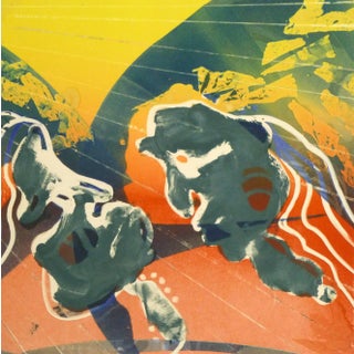 Kismine Varner, American Abstract Modern Monotype - Figures at Sunrise For Sale