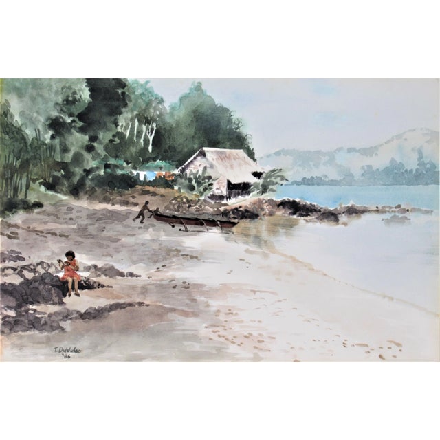 Teresita (Tessie) Duldulao, Coastal Landscape with Child, 1986 For Sale