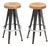 Pair of After Jean Prouve Circular Oak Seat Bar Stools For Sale