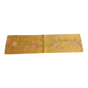 Vintage Orange Asian Woven Silk Textile Fragment