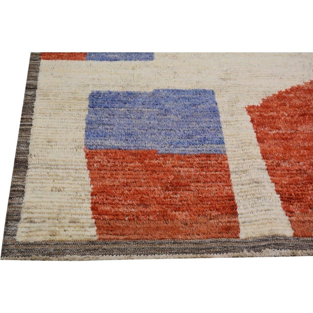 Moroccan Art Deco Knotted Wool Rug, 8'4''x10'2'' For Sale - Image 4 of 6