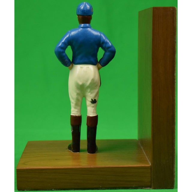 Late 20th Century Set X Red & Blue "21" Club Jockey Hand-Painted Bookends For Sale - Image 5 of 7