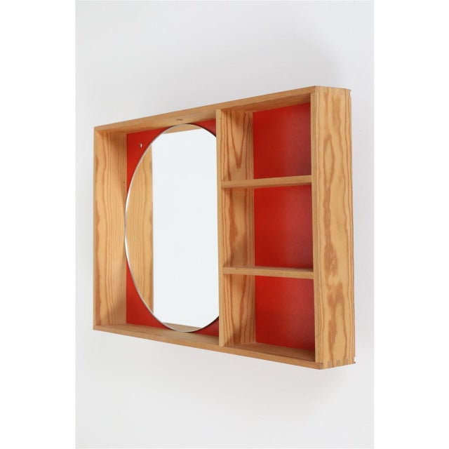 Mid-Century Modern Mid-Century Modern Danish Maritime Pine Wall Shelf with Mirror, 1970s For Sale - Image 3 of 8