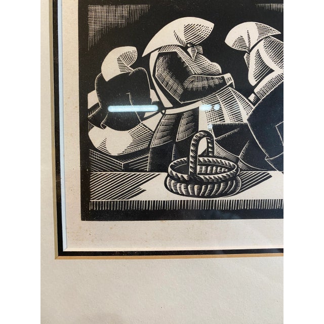 1930s Olin Dows Original Wood Block Engraving For Sale - Image 5 of 8