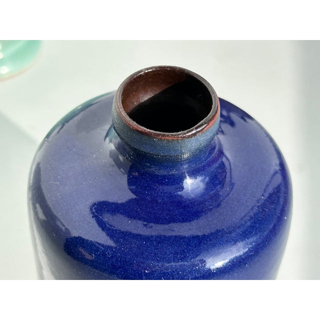 Contemporary Cobalt Blue Hand-Thrown Studio Ceramic Vase, Germany, 1970s For Sale - Image 3 of 12