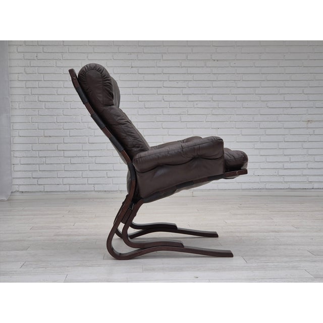 Vintage Scandinavian Lounge Chair in Leather and Bentwood, 1970s For Sale - Image 4 of 18