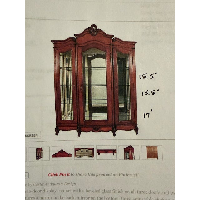 Wood French Louis XV Three-Door Display Antique Cabinet 1900-1910 Era For Sale - Image 7 of 8