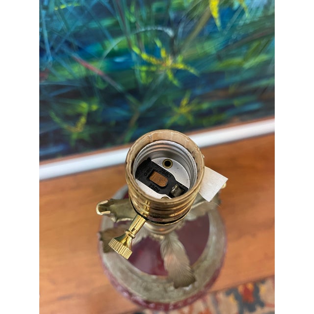 Olive John Richard Pierced Red and Hammered Metal Urn Form Table Lamp 29” For Sale - Image 8 of 12