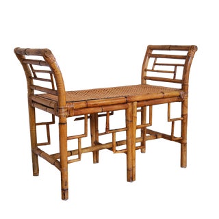Colonial Bamboo Brighton Style Bamboo & Cane Bench For Sale
