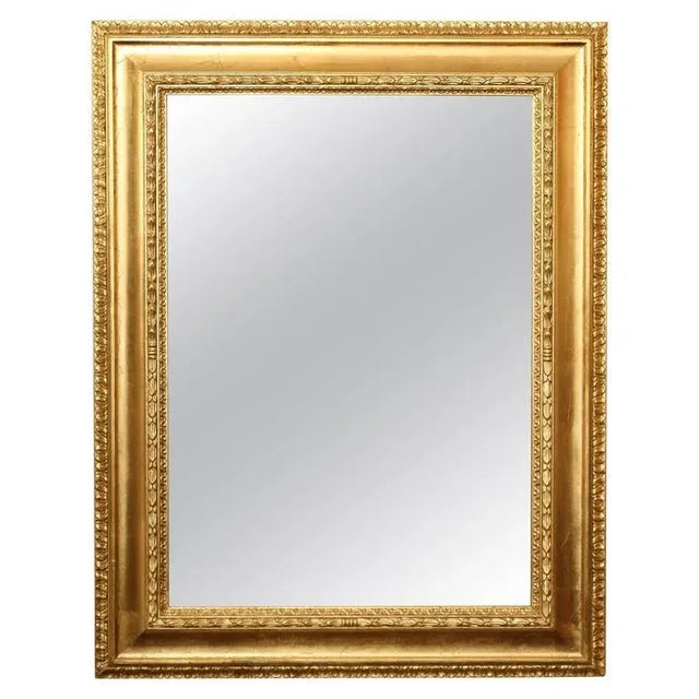 1930s Italian Neoclassical Regency Rectangle Gilded Wall Mirror For Sale - Image 12 of 13