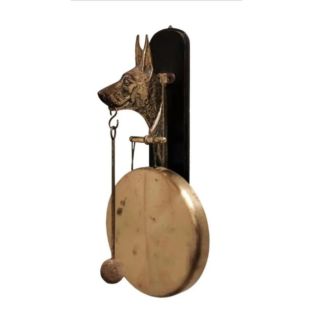 Arts & Crafts Bronze Figural Dog Wall Hanging Gong, 1920s For Sale In Atlanta - Image 6 of 6