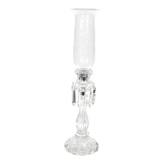 Tall Antique Signed Saint-Louis Cut Crystal Lustres Candlestick With Shade For Sale