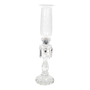 Tall Antique Signed Saint-Louis Cut Crystal Lustres Candlestick With Shade