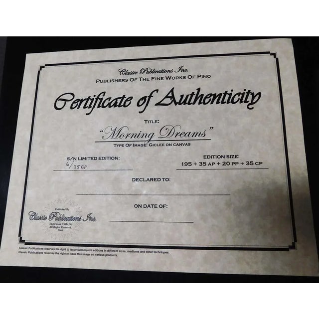 Pino "Morning Dreams" Framed Hand Signed & Embellished Giclee on Canvas For Sale - Image 4 of 6