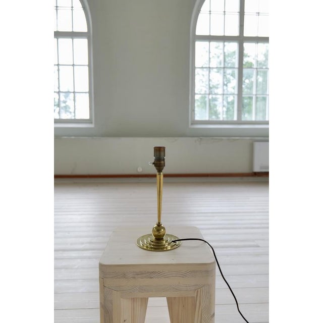 Brown Art Deco Brass Table Lamp attributed to Lars Holmström, Sweden, 1930s For Sale - Image 8 of 14