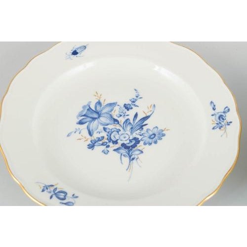 Porcelain Lunch Plates with Blue Floral Motifs and Gilt Rim from Meissen, Set of 4 For Sale - Image 3 of 5