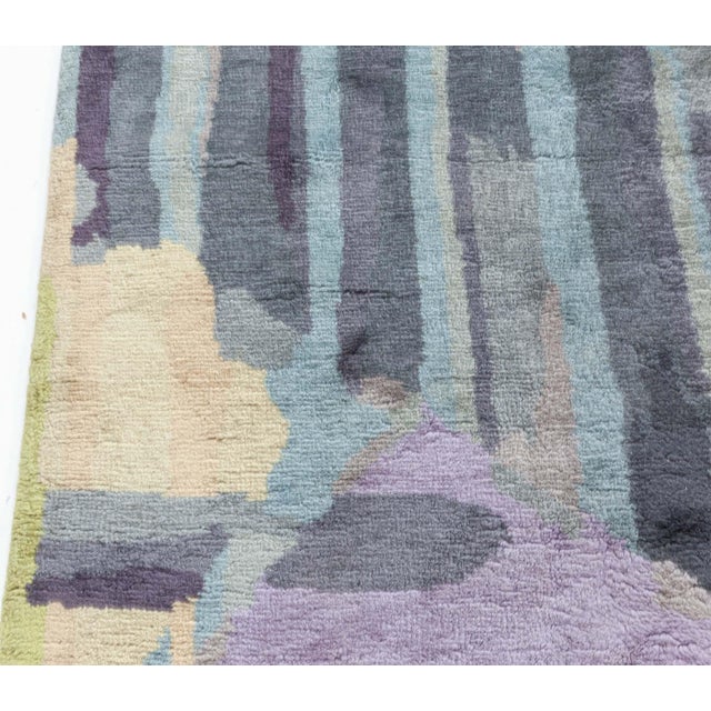 Vintage French Modernist Rug Size: 4'6" × 6'6" (137 × 198 cm) Circa: 1945 Age: Vintage Color: Beige, Blue, Gray, Lavender,...