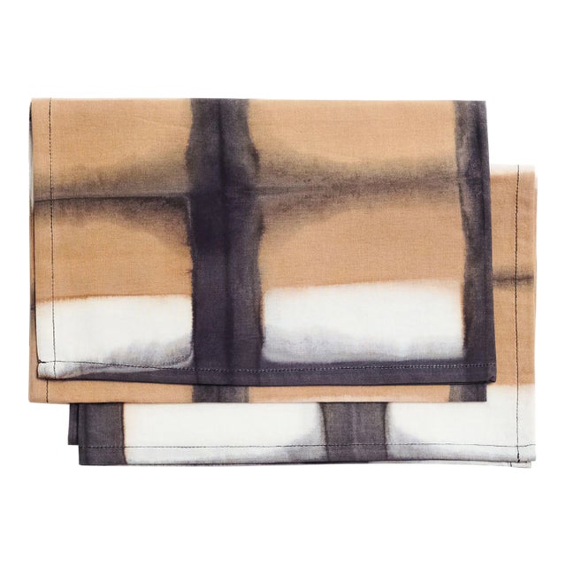 Chowk Black Cotton Table Napkins- Set of 2 For Sale