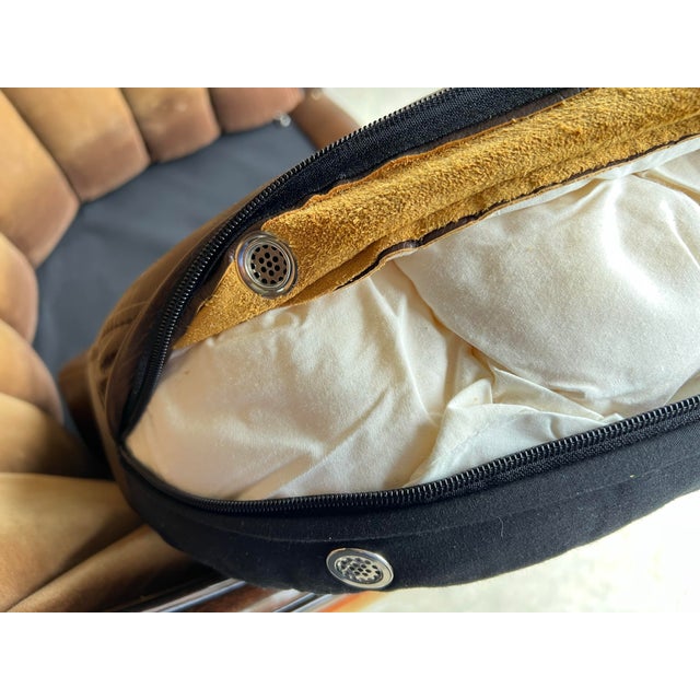 Late 20th Century Fabulous Pair of Leather and Velvet Channel Back Library Club Chairs For Sale - Image 12 of 12