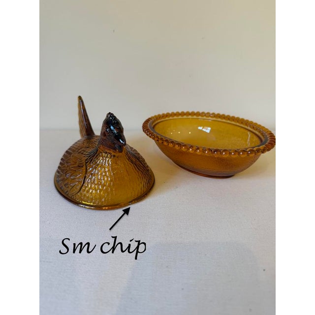 Glass Mid 20th Century Indiana Glass Amber Hen on Nest For Sale - Image 7 of 9