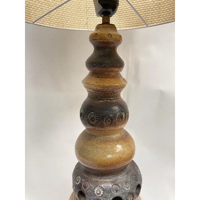 Mid-Century Modern Large Ceramic Table Lamp attributed to Vallauris, 1970s For Sale - Image 3 of 6