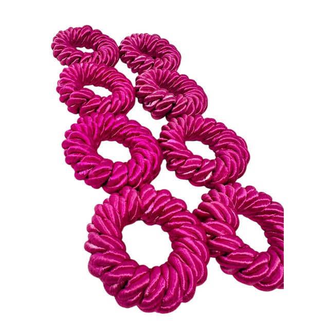 Vintage 90s Hot Pink Fabric Napkin - Rings (Set of 8) For Sale - Image 4 of 10