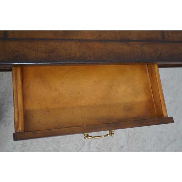 1990s Leather Wrapped Inlaid Mahogany Games Table For Sale - Image 5 of 18