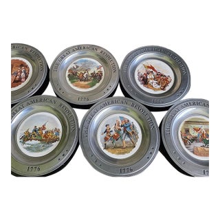 American Revolution Pewter Bicentennial Patriotic Plates 1776-1976 Complete Set For Sale