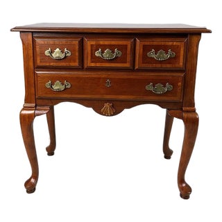 Vintage Queen Anne Cabinet with Brass Handles For Sale
