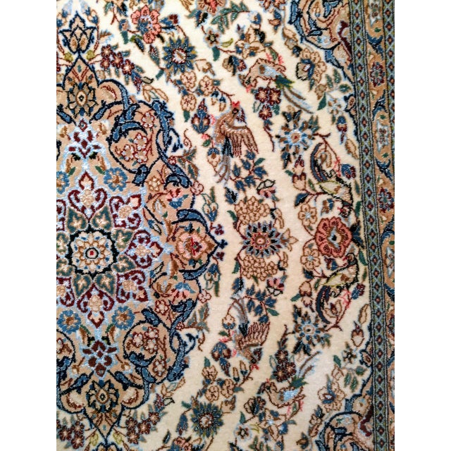 Textile Vintage Nain Area Rug, Hand-Knotted Wool & Silk, Garden of Paradise Pattern, 4x7, Ivory & Blue For Sale - Image 7 of 12