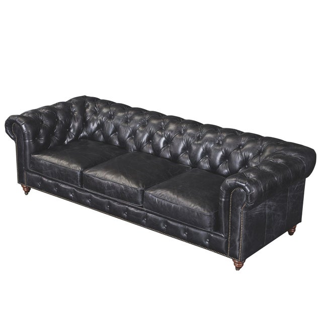 Animal Skin Century Chesterfield Sofa - Slate Leather For Sale - Image 7 of 10