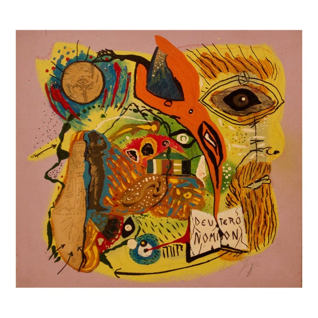 Deuteronomy, Late 20th-Century, Abstract Mixed Media on Wood by George De Goya, 1976 For Sale