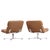 A handsome pair of 1960s swivel lounge chairs by John Follis for Fortress Seating (Unmarked), featuring supple cognac...