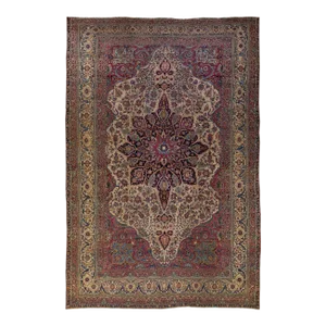 Antique Persian Kerman Handmade Medallion Red Oversize Wool Rug